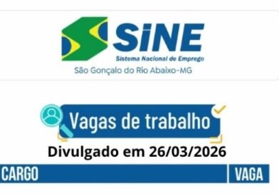 Muitas vagas de emprego no SINE São Gonçalo do Rio Abaixo para hoje (26/03). Boa sorte aos candidatos.