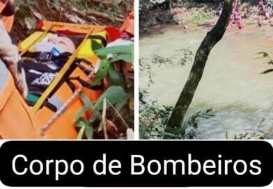 Brumadinho: resgate de mulher após queda de 10 metros em cachoeira