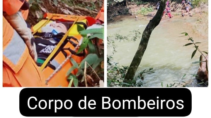 Brumadinho: resgate de mulher após queda de 10 metros em cachoeira
