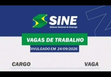 MUITAS VAGAS DE EMPREGO PARA HOJE, QUINTA-FEIRA (24/09) NO SINE SÃO GONÇALO DO RIO ABAIXO (BOA SORTE AOS CANDIDATOS(AS)