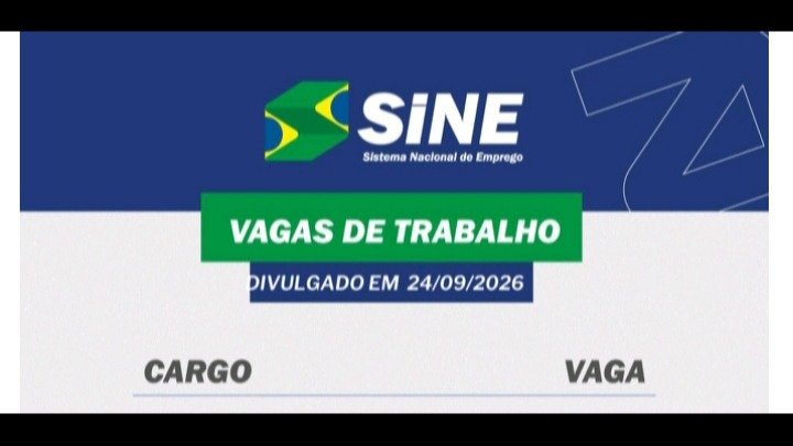 MUITAS VAGAS DE EMPREGO PARA HOJE, QUINTA-FEIRA (24/09) NO SINE SÃO GONÇALO DO RIO ABAIXO (BOA SORTE AOS CANDIDATOS(AS)