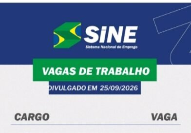 VAGAS DE EMPREGO PARA HOJE, SEXTA-FEIRA (25), NO SINE SÃO GONÇALO DO RIO ABAIXO (BOA SORTE AOS CANDIDATOS(AS)
