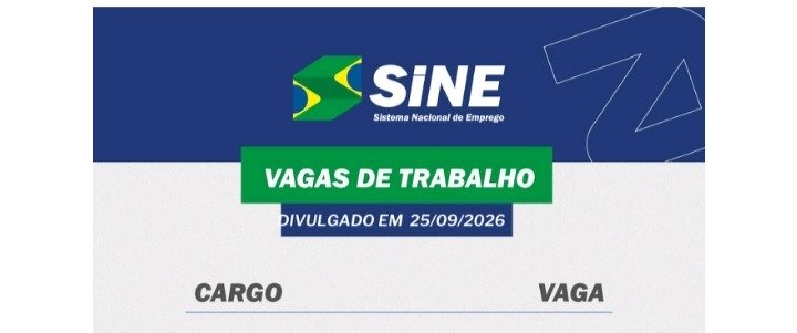 VAGAS DE EMPREGO PARA HOJE, SEXTA-FEIRA (25), NO SINE SÃO GONÇALO DO RIO ABAIXO (BOA SORTE AOS CANDIDATOS(AS)