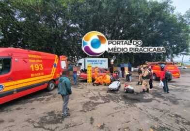 Corpo de Bombeiros Militar de Alfenas atendem idosa é atropelada enquanto atravessava via na Praça da Saudade, em Alfenas