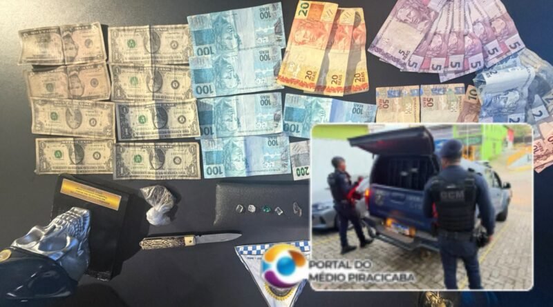 Casal é preso pela GCM por suspeita de tráfico de drogas, na tarde de hoje em São Gonçalo do Rio Abaixo